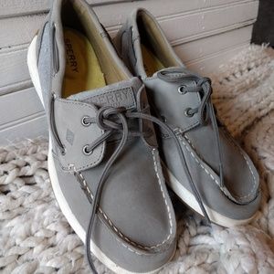 Sperry boat shoes canvas suede top sliders